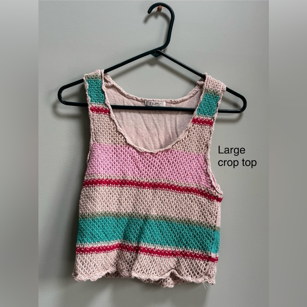 Rainbow striped crochet crop top